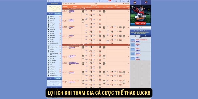 Lợi ích khi tham gia cá cược thể thao Luck8