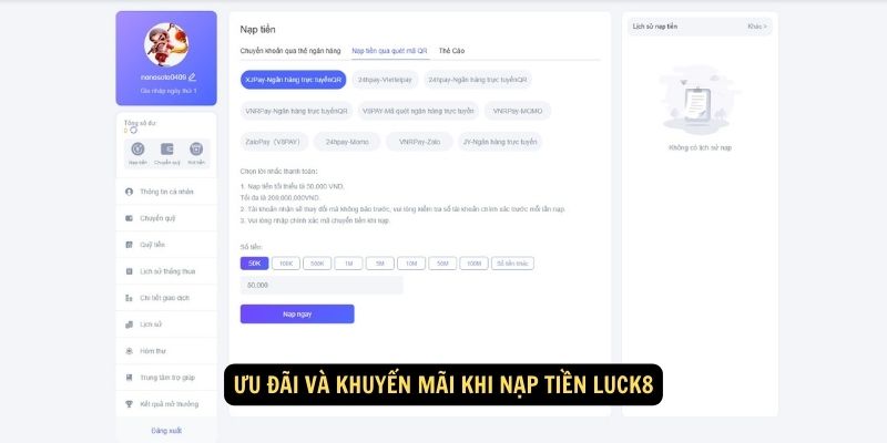 Hướng dẫn xử lý vấn đề khi gặp sự cố trong quá trình nạp tiền Luck8